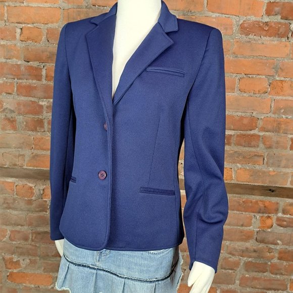 Vintage Givenchy Sport 1990s Blazer Navy Blue 2 Buttons Size 12 - Picture 2 of 8